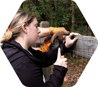 person repairing a fence