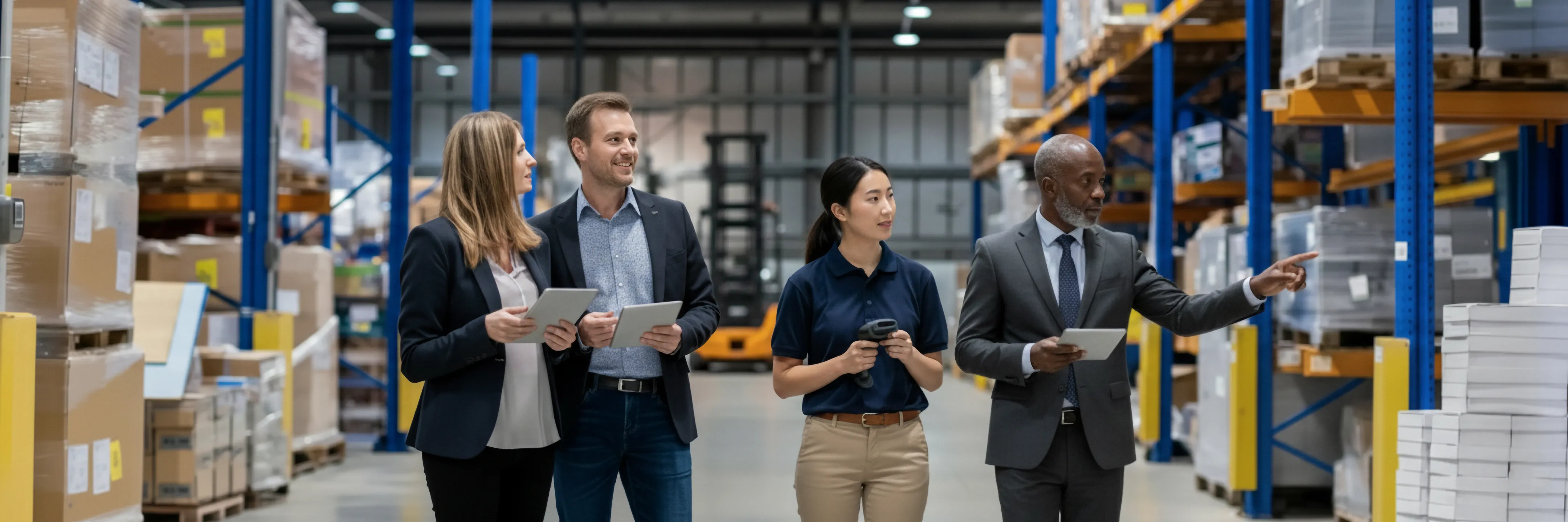 Group of people checking Warehouse