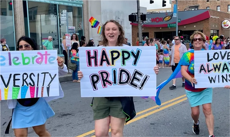 People taking part in a Pride Parade