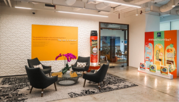 Kuala Lumpur office lobby area with chairs and table