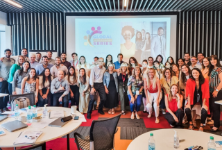 Group of SCJ team members posing for a photo after a Global Leadership Development session