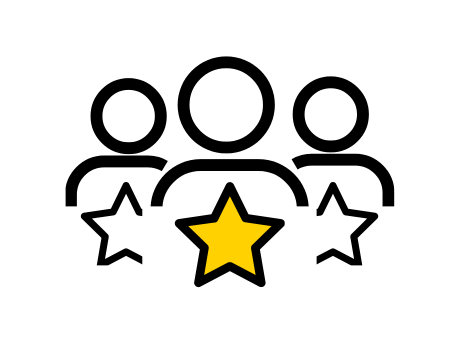 Icon of three people with star in front of each one