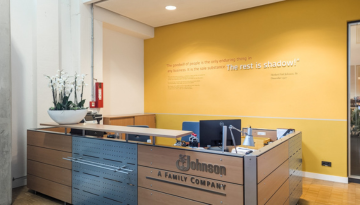 Photo of the front desk in the Germany office