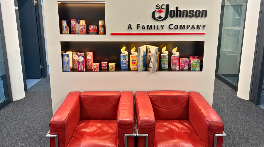 Front seating area with chairs and SCJ product displays
