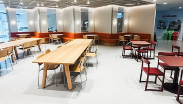 SCJ UK canteen - dining table area