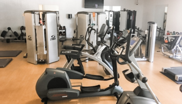 Workout equipment in gym facility