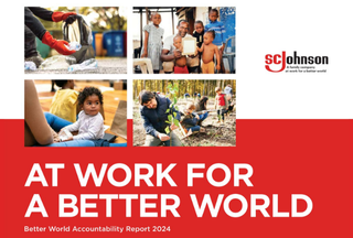 Cover page of Better World Accountability Report - four images with "At work for a better world" headline
