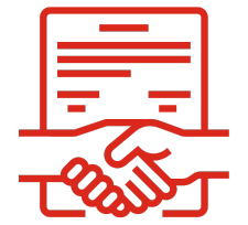 icon of a handshake over an agreement document