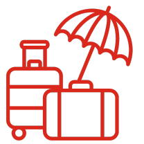 icon of suitcases and an umbrella