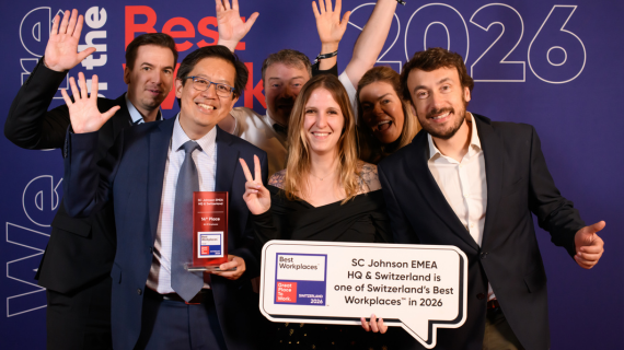 Swiss team celebrating great place to work certification