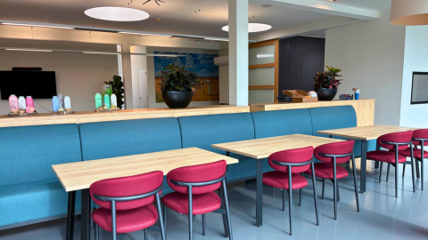 Seating area with tables for dining or collaborating