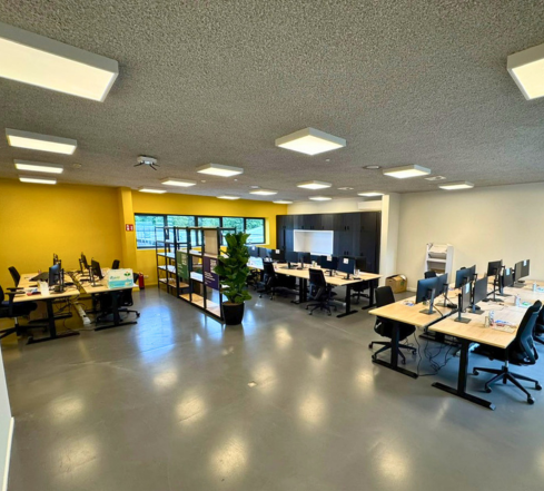 Working area with desks and computers