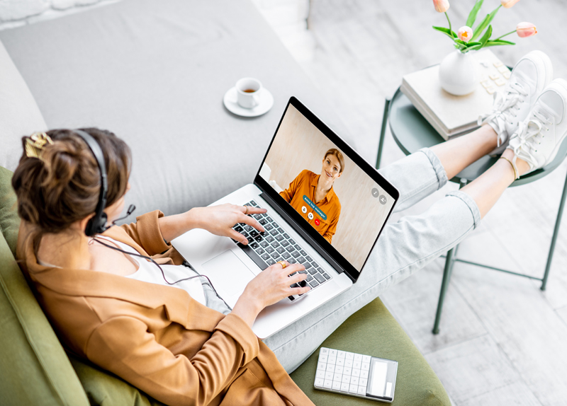 Woman working at home