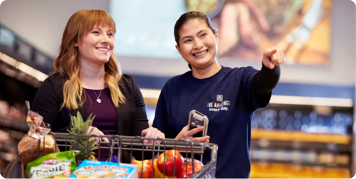 Store associate assisting shopper