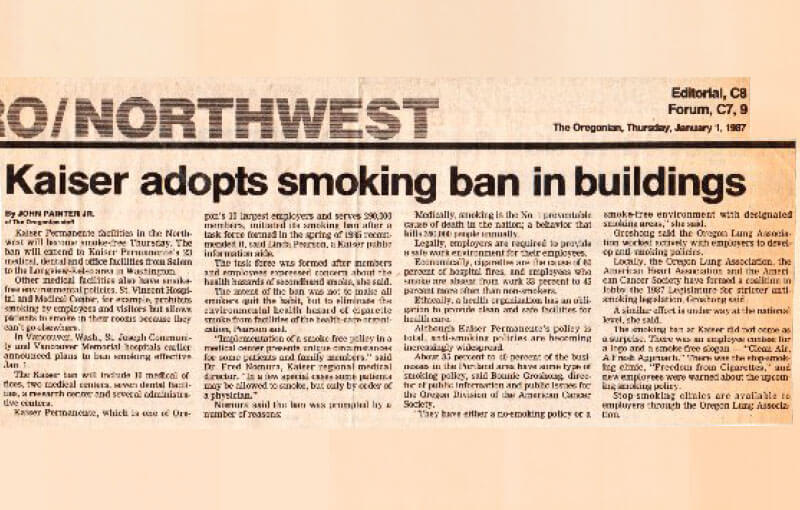 Kaiser adopts smoking ban in buildings