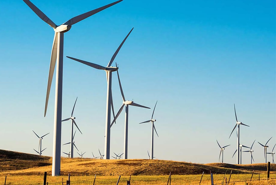 Wind turbines on hill