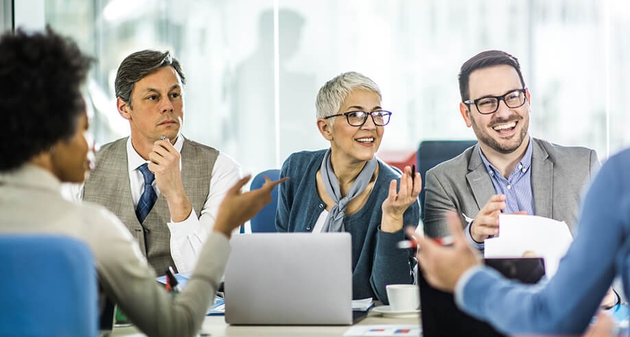 Four people conferencing