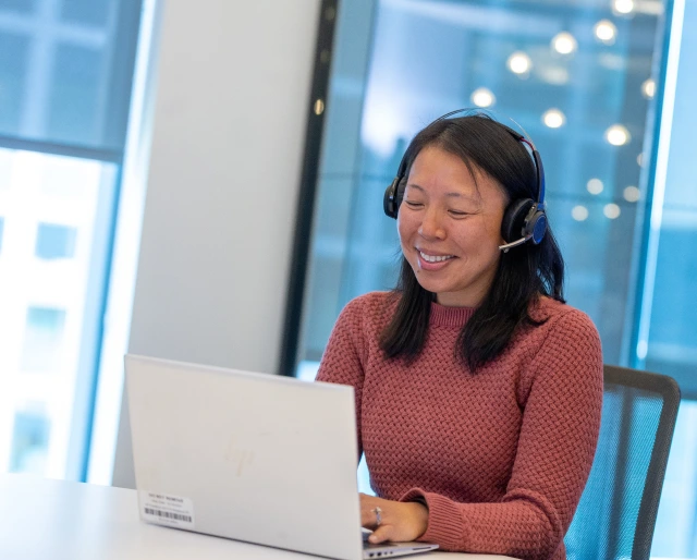 MassMutual employee using a headset