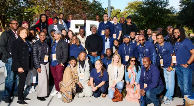 large group smiling for the camera