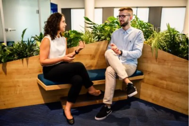 Bucharest office employees enjoying the common areas