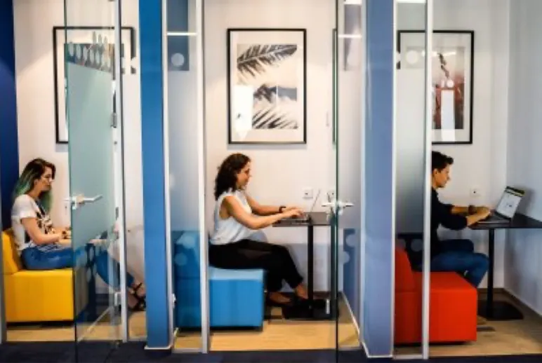 Bucharest office employees enjoying the common areas