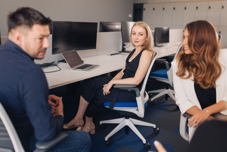 Cluj office employees enjoying the common areas