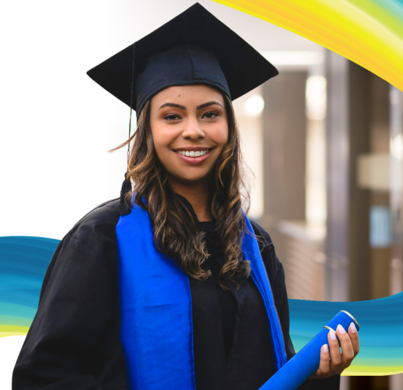 Young student woman smiling