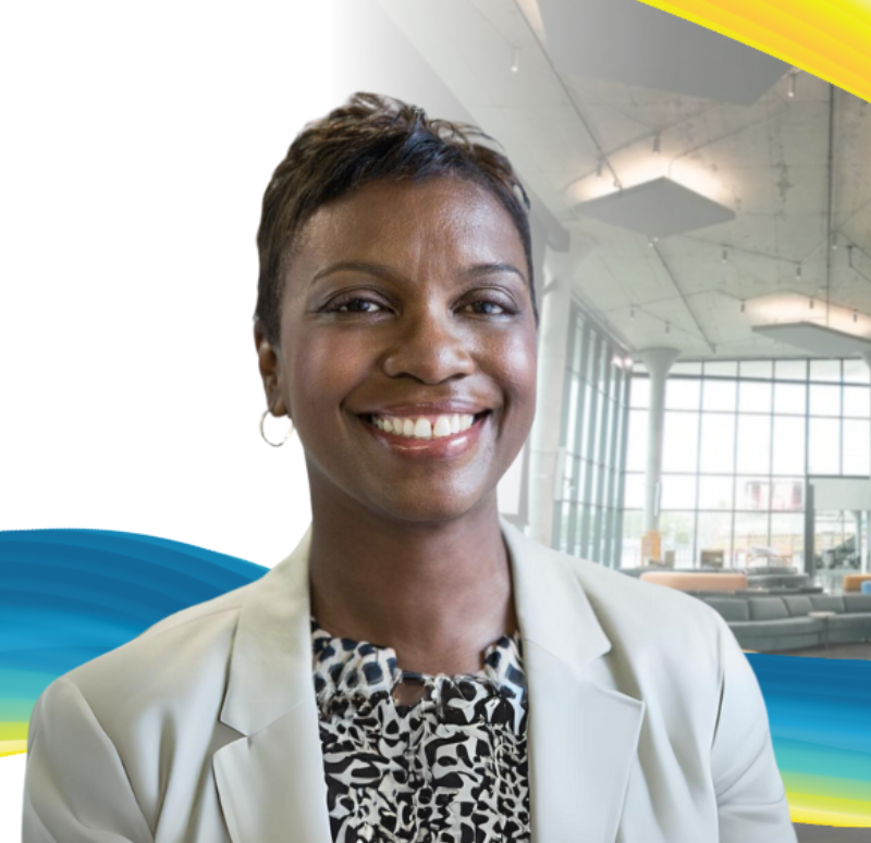 woman smiling in office