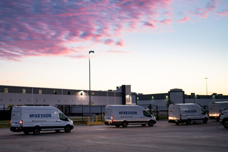 McKesson vans outside a distribution center