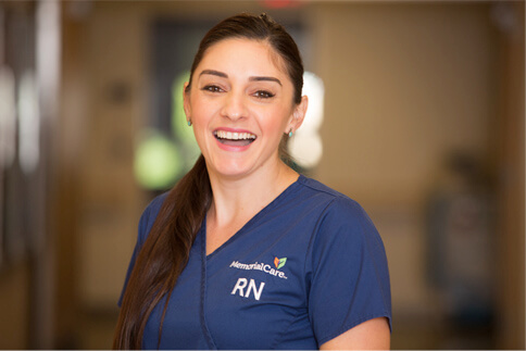 Woman wearing blue uniform