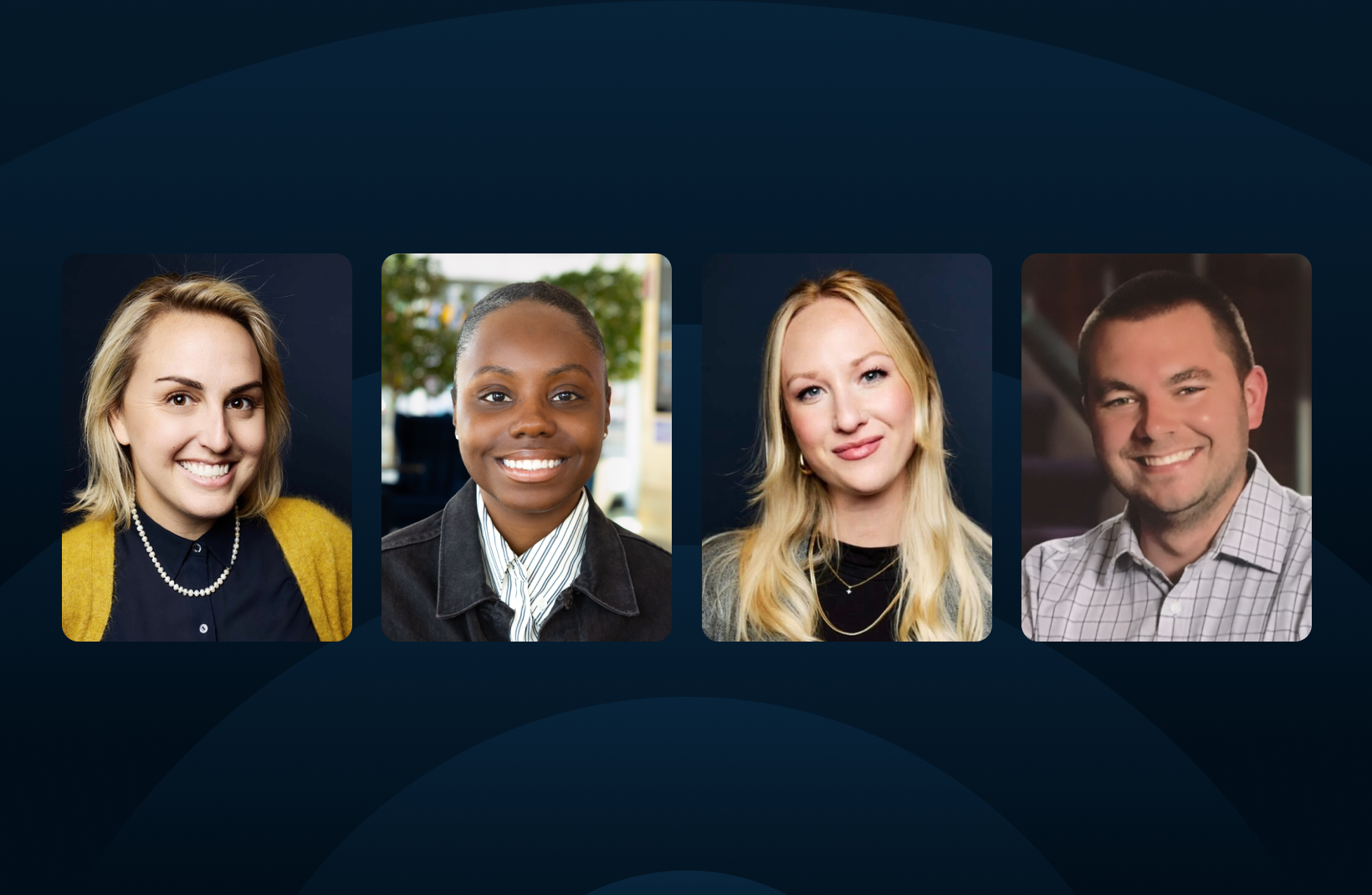 Pictures of four people who were involved in the making of Audible Story House