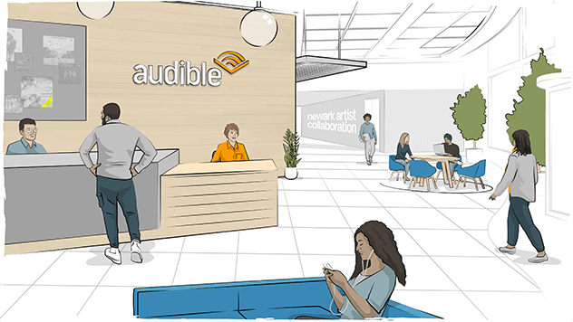 artist rendering of Audible's Newark HQ