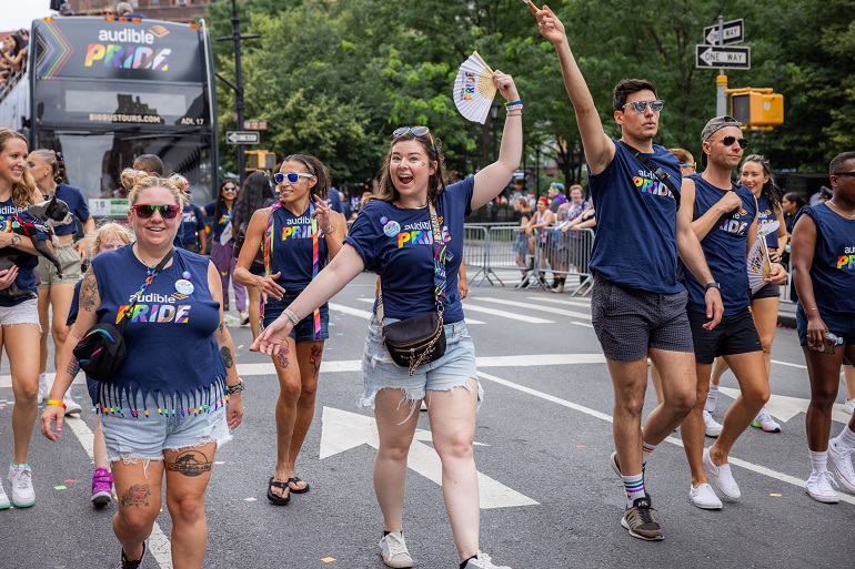 Audible employees at a Pride celebration