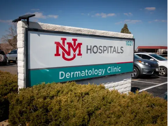 Sign for UNM Hospitals Dermatology Clinc