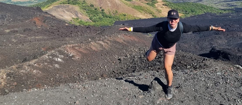 Ruth, Supervisor of UNMH CareLink, hiking a volcano on her time off