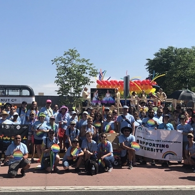 L.G.B.T.Q. festival with rainbow / pride flags flags