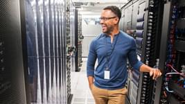 Man standing in a server room
