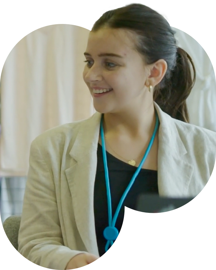 female employee smiling