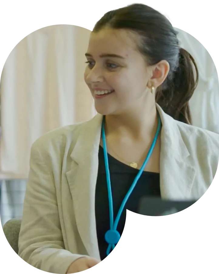 female employee smiling