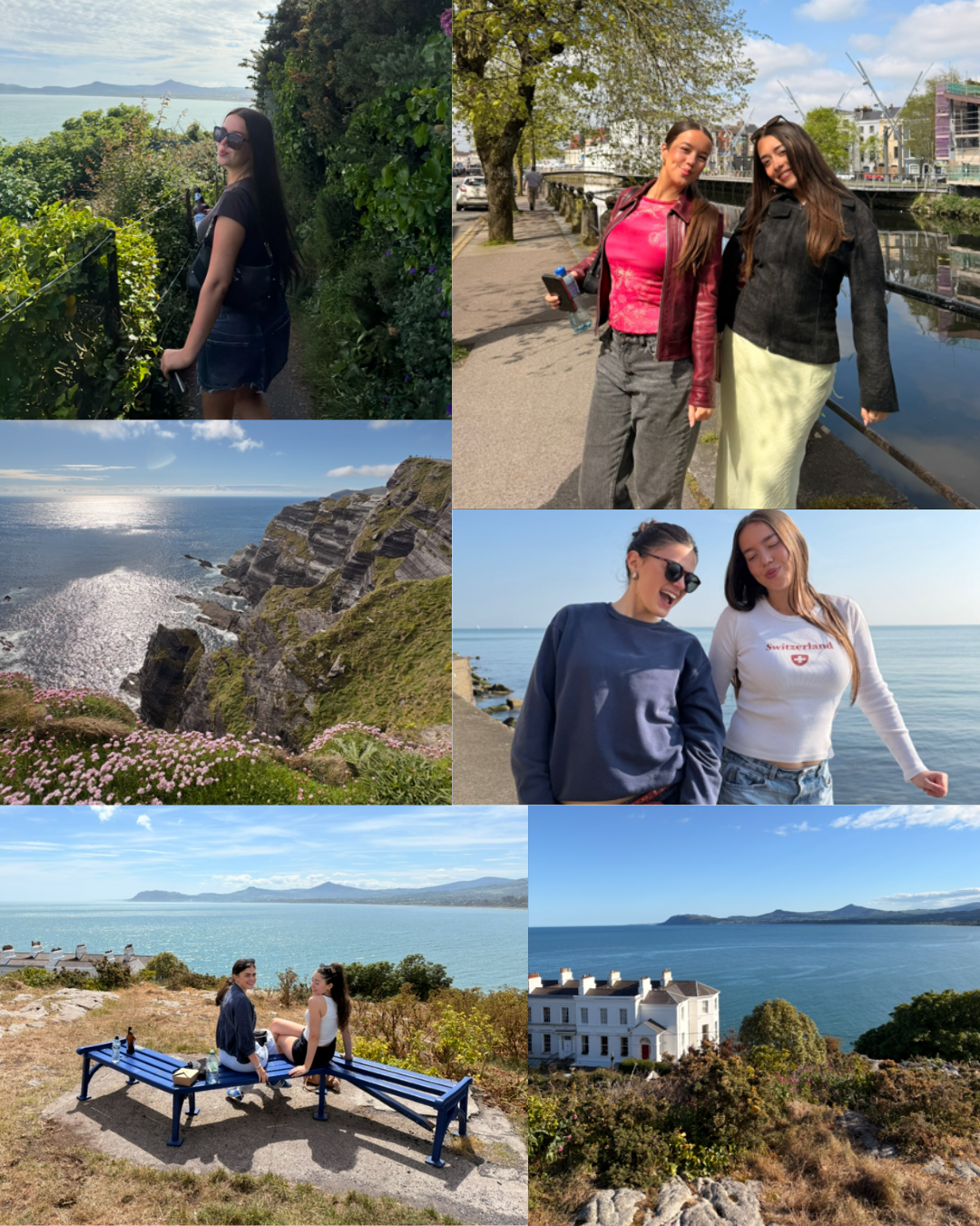 Collage of photo's of different parts of Ireland and friends