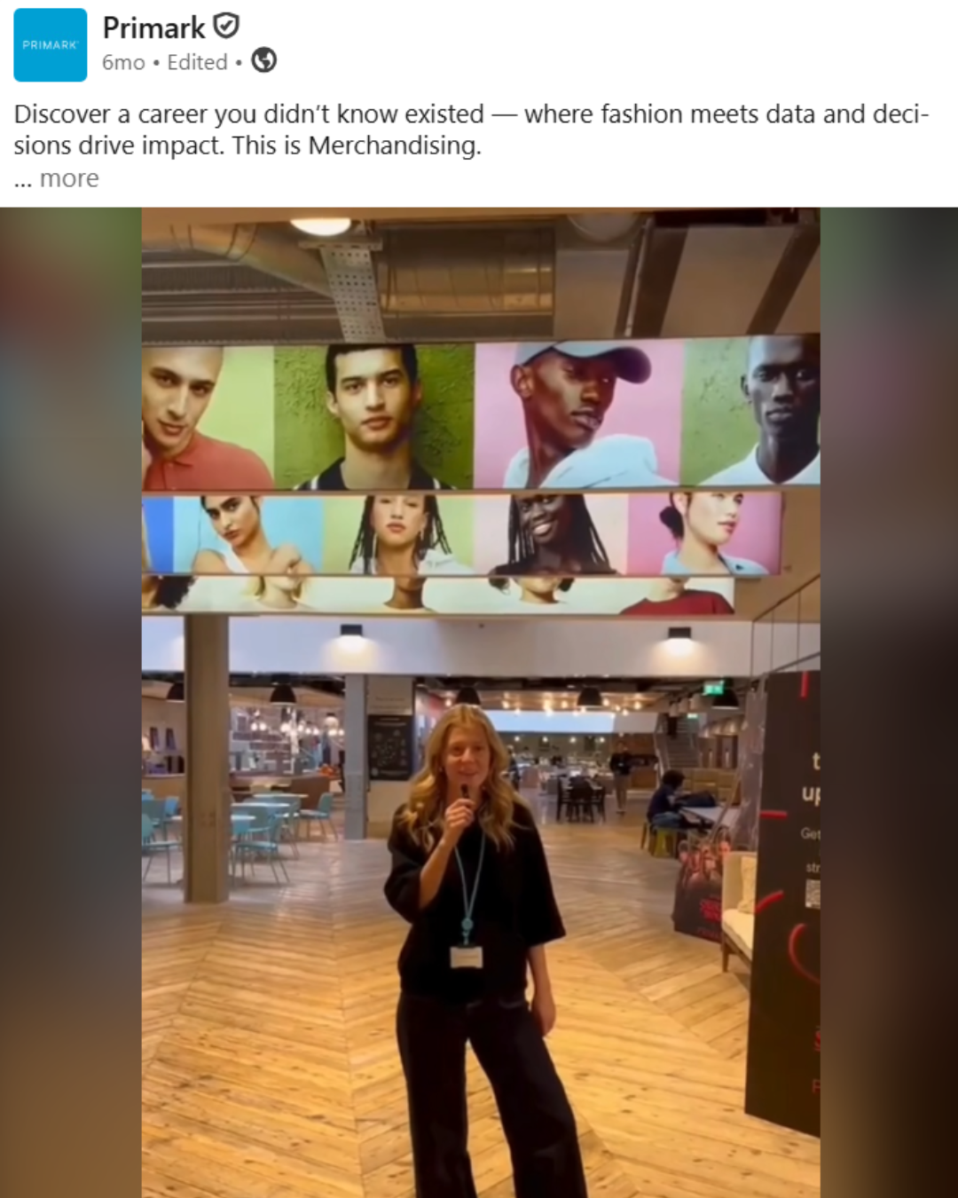 Screenshot of colleague video on the Primark LinkedIn page