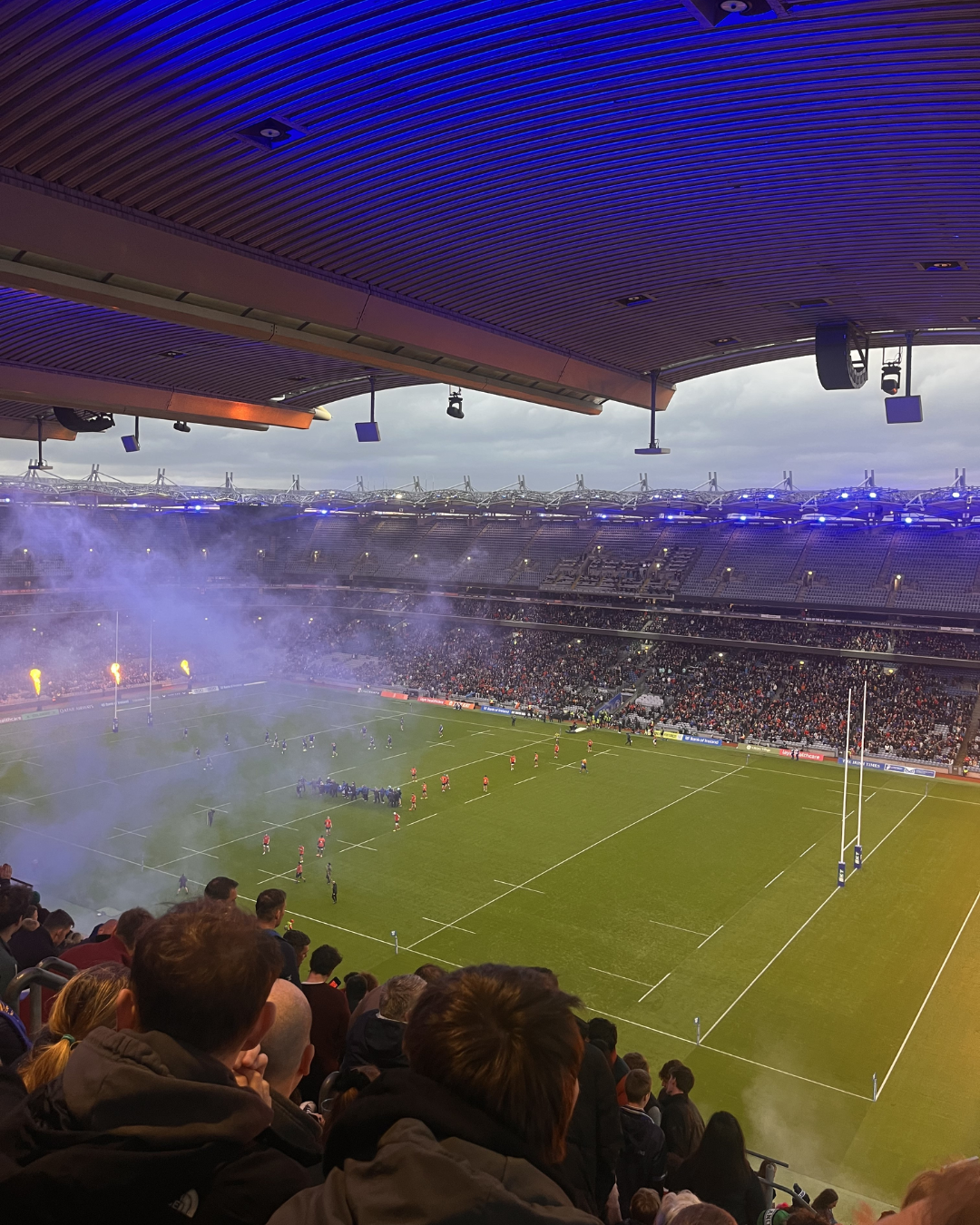 View of rugby match from stand in Croke Park