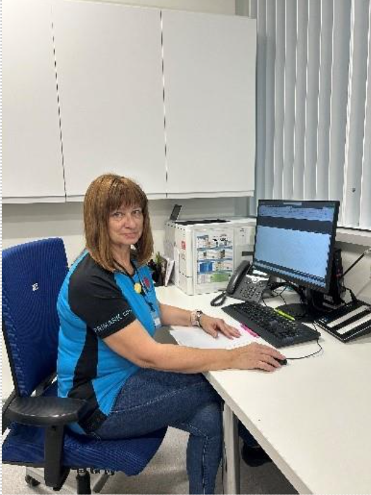 Colleague working on computer