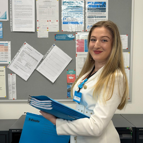 Colleague smiling in office