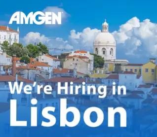 Picture of Lisbon with text `we're hiring in Lisbon`