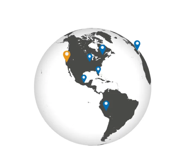 globe with location pins