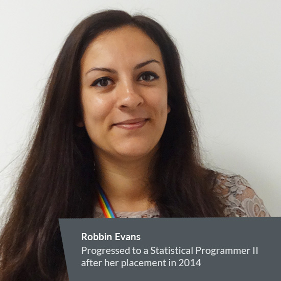 Robbin Evans Progressed to a Statistical Programmer II after her placement in 2014