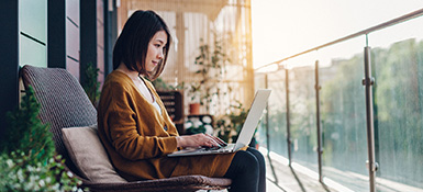 Woman working on her laptop