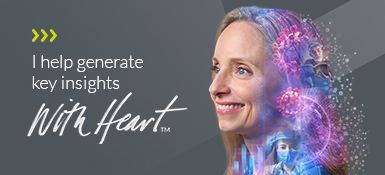 Anne in a graphic with a grid like modular collage and the phrase "I help generate key insights With Heart."