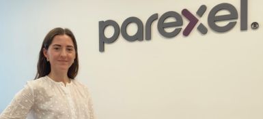 Sofia, standing in front of the Parexel sign